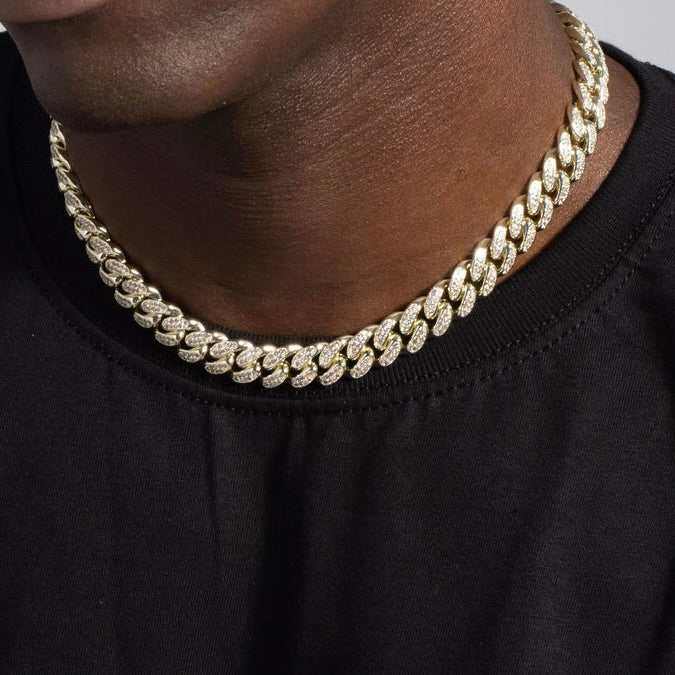 Diamond Cuban Chain + Bracelet Bundle in Yellow Gold - 12mm